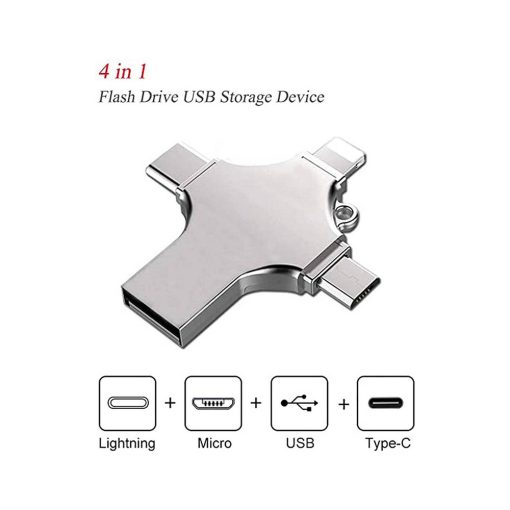 4 in 1 USB Flash Drive | 16GB/32GB/64GB/128GB | For iPhone, Android & Type-C OTG | USB Devices