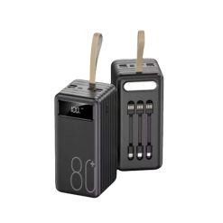 Sovo | 80,000 mAh | Built-in 3 Cable With Type-C / Micro /lightning | FOUR USB Output | Power Bank